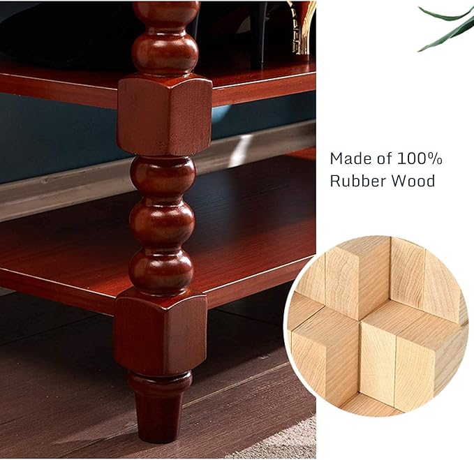 Shoe Storage Bench with Cushion, Entry Bench with Storage Solid Wood Shoe Bench Ideal for Entryway Living Room and Corridor (Walnut 39.4'')