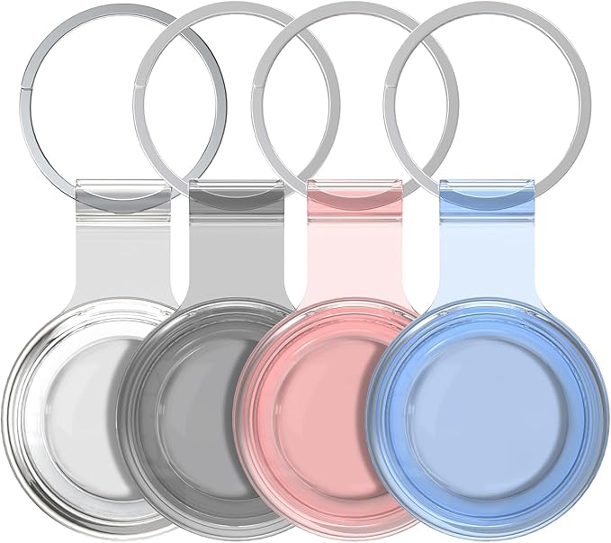 Compatible with AirTag Holder Case Keychain 4 Pack, for AirTag 1st & 2nd Generation Key Chain Ring Case Cover for Air Tag Holder GPS Tracker Item Air Tags Finders Air Tagholder for Kids,Bags,Luggages