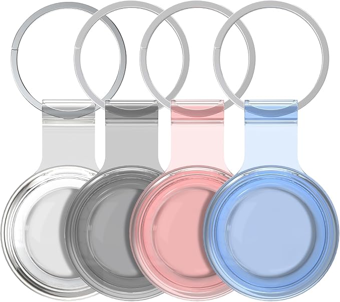 Compatible with AirTag Holder Case Keychain 4 Pack, for AirTag 1st & 2nd Generation Key Chain Ring Case Cover for Air Tag Holder GPS Tracker Item Air Tags Finders Air Tagholder for Kids,Bags,Luggages