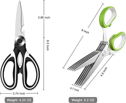 OMDAR Kitchen Scissors 3 Pack - Replacement - Stainless Steel Cooking Shears for Cutting Meat, Food, Fish, Poultry Multipurpose Sharp Sissors for Dishwasher Safe, 8.3 Inch