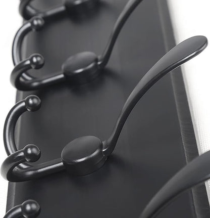 Dseap Coat Rack Wall Mounted - 5 Tri Hooks, Heavy Duty, Wooden Wall Coat Hanger Coat Hook for Clothes Hat Jacket Clothing, Black, Pack of 2