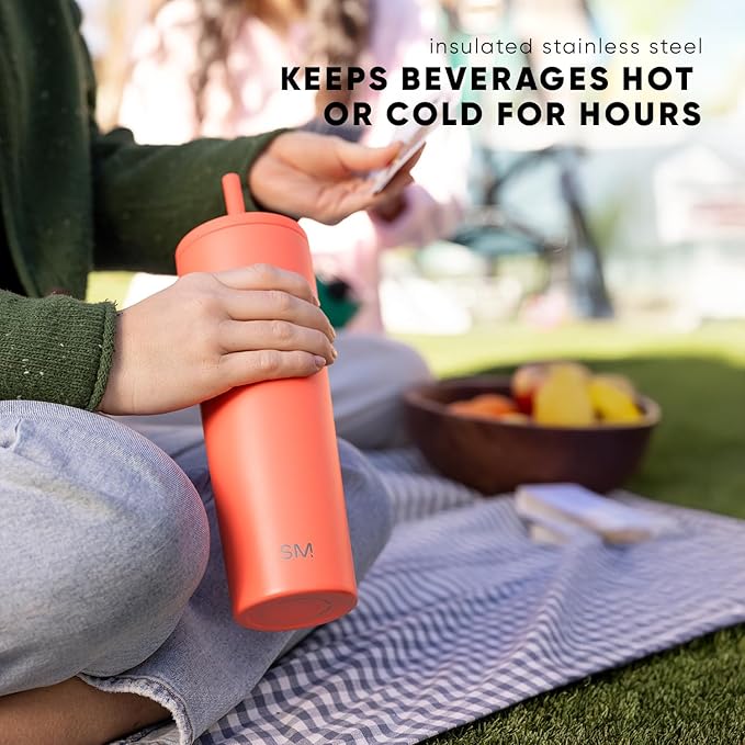 Simple Modern Insulated Tumbler with Lid and Straw | Iced Coffee Cup Reusable Stainless Steel Water Bottle Travel Mug | Gifts for Women Men Her Him | Classic Collection | 20oz | Lavender Mist