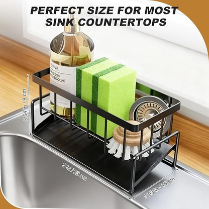 Kitchen Sink Caddy Sponge Holder, Stainless Steel Sink Organizer Rack for Kitchen, Self-Draining Sponge Caddy, Home Sink Accessories for Steel Wool Scrubber,Soap,Dish Brush,Scrubber