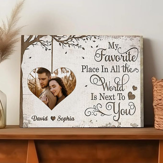 Love Signal Personalized Couple Canvas Wall Art, Custom Photo Print Canvas/Poster/Frame, Anniversary, Wedding, Valentine Gifts for Him Her Boyfriend Girlfriend, Husband Wife Bedroom Decor