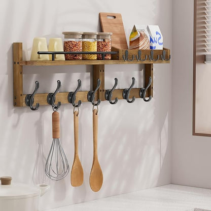 29 inch Coat Rack Wall Mount with Shelf, Set of 2 Heavy Duty Coat Hooks Wall Mount, Entryway Coat Hanger Wall Shelf with Key Holders and Mail Organizer for Living Room, Bedroom, Bathroom