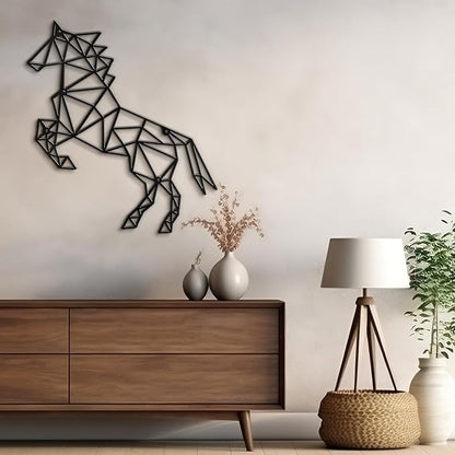 SIGNLEADER Metal Wall Art Decor Non-Stop Horse Modern Abstract Wall Sculpture Hangings Home Decoration for Living Room, Bedroom, Bathroom, Kitchen, Outdoor - 36" Black