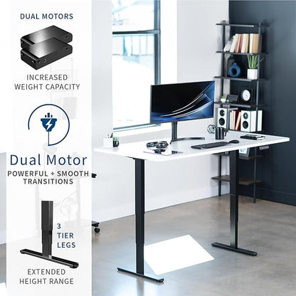VIVO Electric 71 x 36 in Dual Motor Sit Stand Desk, Memory Height Adjustment, 2B Series, White Top Black Frame, DESK-KIT-2B7W-36