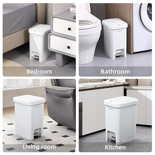 MOPALL 21.5L/5.7Gal Slim Bathroom Trash Can with Lid Soft Close, Bathroom Garbage Can with Press Top Lid & Foot Pedal, Step Trash Bin Wastebasket Waste Bin for Home, Kitchen, Garage, Apartment, Office