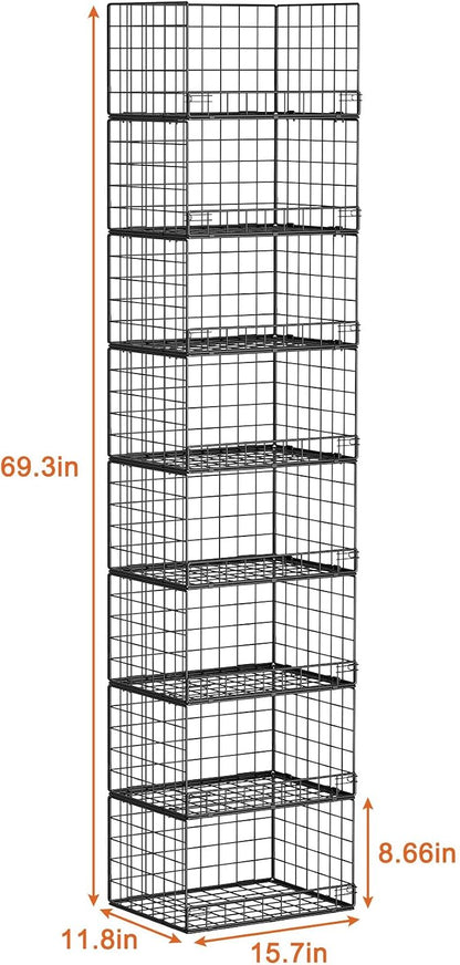 Yociyoga 8-Tier Stackable Closet Organizers and Storage Shelves, Foldable Closet Shelf Organizer, Stackable Storage Bins Drawers for Closet Organizer System, Black（Patent No. 30022416）