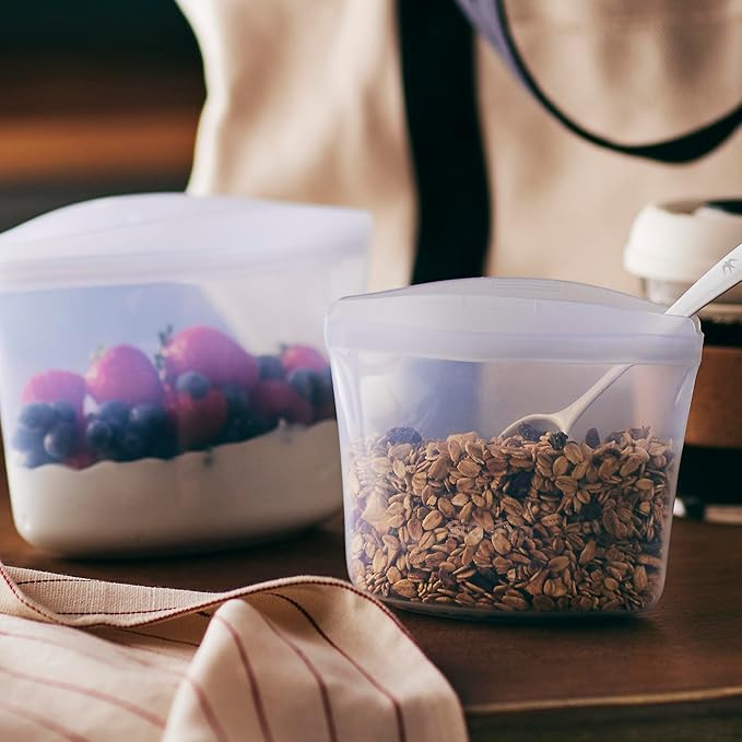 Stasher Silicone Reusable Storage Bags, 3-Pack Bowls, Reusable Freezer Bags, Microwave, Dishwasher, Oven Safe, Sous Vide, Premium Lunch Containers, Eco Friendly, Food Storage Bags, Snack Bags, Clear