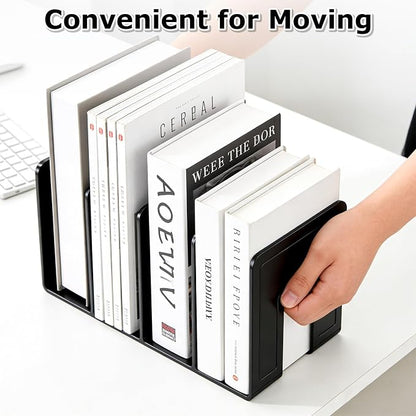 SAYEEC Acrylic File Holder, Black File Sorter Desk File Organizer, Sturdy Desktop File Folder Organizer Rack for Envelopes Mail Letter Paper Notebook Electronics Office Supplies (4 Sections, 4 Pack)