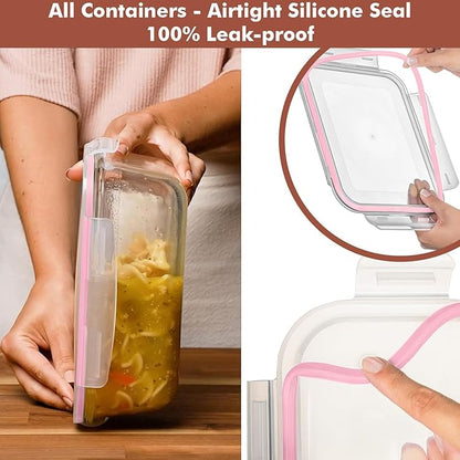 Razab 1860ml / 63 Oz (Pack of 02) Large Glass Food Storage Containers with Airtight Lids, Ideal for Baking, Storing Food, Vegetables & Fruits, BPA Free & Leakproof - Microwave, Oven Safe