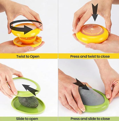 Generic Silicone Fruit And Vegetable Containers For Fridge,Reusable Holder For Food Storage,Fresh Stretch Pods For Food Saver (Green,Red,Yellow,Brown), FDPOD-02