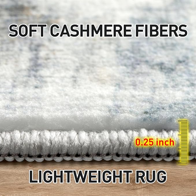 2'6''x8' Runner Rugs Washable Rug: Modern Abstract Hallway Runner Rug Indoor Soft Low Pile Thin Carpet Anti-Skid Non-Shedding Carpets for Kitchen, Entryway, Laundry, Bedroom - Blue Multi