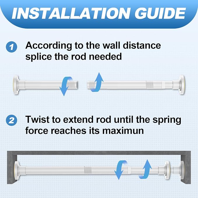 CorkLatta White Shower Curtain Rod 31 to 68 Inch,1 Inch Diameter Adjustable Spring Tension Stainless Steel Telescoping Rod,Easy Install,No Rust
