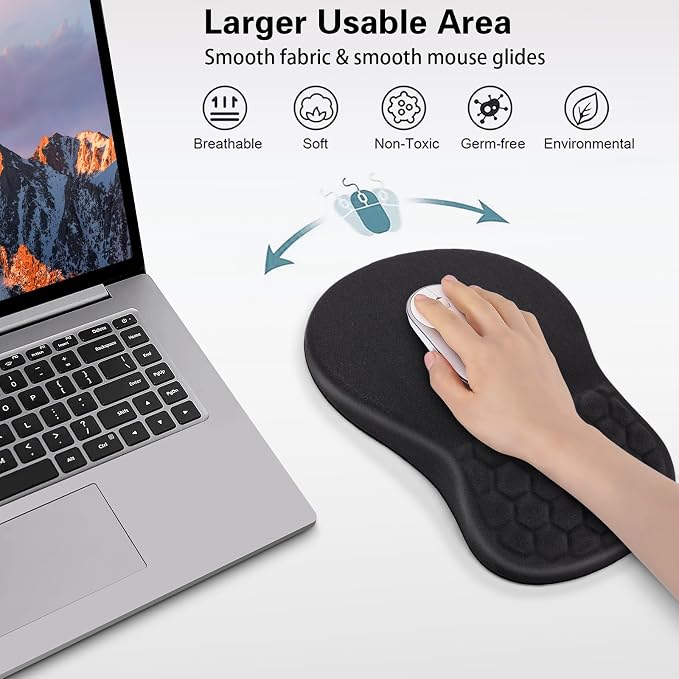 Mouse Pad with Wrist Rest, Canjoy Ergonomic Mouse Pad Computer Wrist Support with Massage Design & Non-Slip PU Base, Comfortable Mousepad for Office Desk Accessories