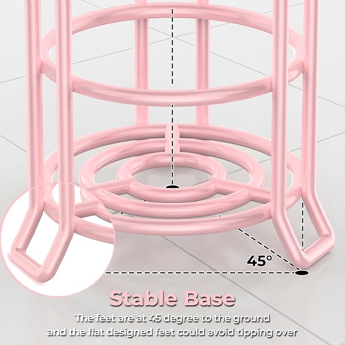 TomCare Toilet Paper Holder Toilet Paper Stand and Dispenser for 3 Spare Rolls Metal Wire Free-Standing Toilet Tissue Paper Roll Storage Shelf Bathroom Accessories Storage Organizer Pink