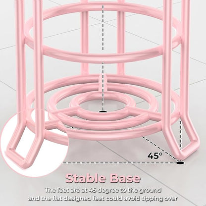 TomCare Toilet Paper Holder Toilet Paper Stand and Dispenser for 3 Spare Rolls Metal Wire Free-Standing Toilet Tissue Paper Roll Storage Shelf Bathroom Accessories Storage Organizer Pink