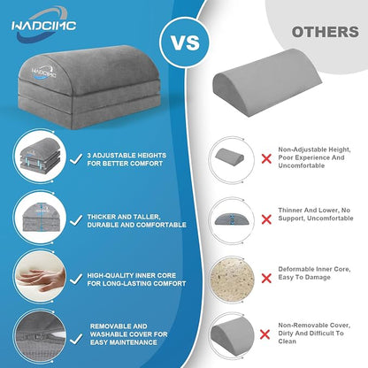 Foot Rest for Under Desk at Work, Foot Stool with Washable Cover, Comfortable Office Desk Accessories, Footrest with 3 Adjustable Heights, for Offices Gaming Chair, for Leg Support, Gray