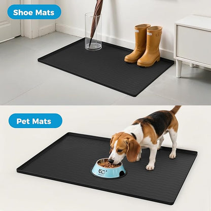 URMONA 22'' x 22'' Waterproof Silicone Under Sink Mat Cabinet and Counter Protector, Shelf Liner for Kitchen and Bathroom, Storage and Organizers, Litter Mat, Pet Cat Puppy Essentials(Brown)