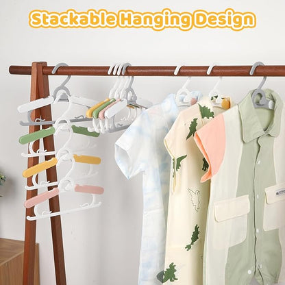 20 Pack Baby Clothes Hangers, 11-15" Adjustable Non-Slip Thickened Kid Hangers for Nursery Closet Toddlers Infant Children to Teenager (Multicolor)