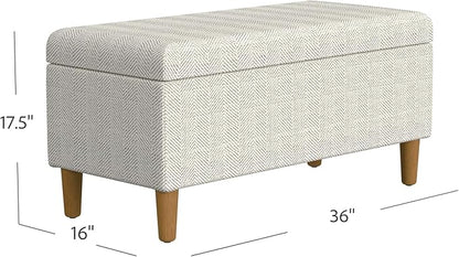 HomePop Malmo Decorative Storage Bench -Cream Chevron Woven