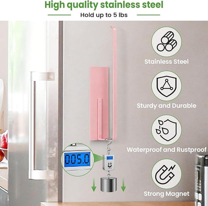 Paper Towel Holder, Toilet Paper Roll Holder Magnetic Towel Rack Wall Mount Fridge Organizer Shelf for Towels Rolls Bar Bathroom Toilet Pantry RV Essentials Kitchen Organizers and Storage Pink