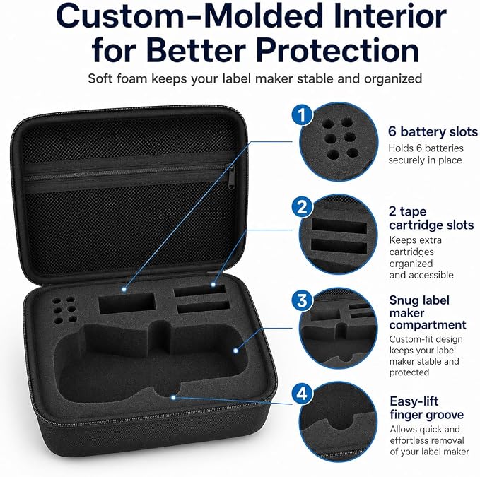 PAIYULE Case Compatible with DYMO Label Maker LabelManager 160/280 Portable Label Maker, Tag Printer Storage Organizer for AC Adapter, Tape Cartirdges and More Accessories(Box Only) Black