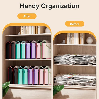 ABC life 8 Pack File Folder, Large Capacity Folders for Documents, Document Folder with Snap Closure, Color-Bordered Expanding File Folders, Folder Organizer Fit Letter/A4 Size - Clear Black