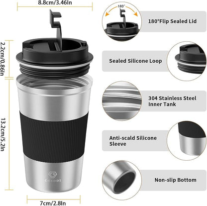 CS COSDDI 12 oz Stainless Steel Vacuum Insulated Tumbler - Coffee Travel Mug Spill Proof with Lid - coffee Cup for Keep Hot/Ice Coffee,Tea and Beer
