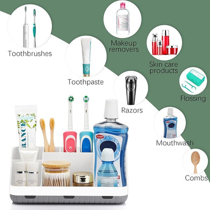 GFWARE Toothbrush Holders for Bathrooms Countertop Organizer - Kids Electric Toothbrush and Toothpaste Holder Detachable 7 Slots Tooth Brush Organization Bathroom Accessories Storage Vanity, White