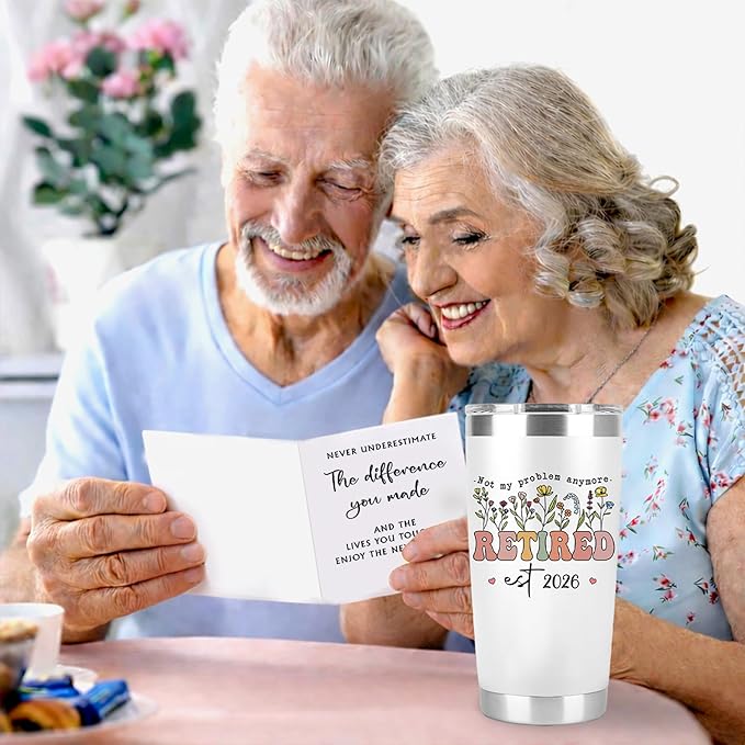 Retired Gifts for Women – Retired 2026 Not My Problem Anymore Tumbler with Card, Funny Gifts for Retirees, Farewell Gift Ideas for Women Coworkers, Bosses, Teachers, Nurses