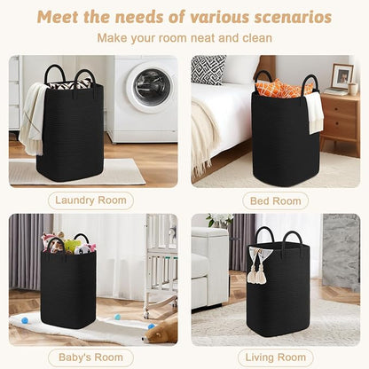 Artfeel Laundry Basket,Woven Cotton Rope Laundry Hamper,80L Versatile Storage for Dirty Clothes,Baby Toys,and Blankets in Bathroom, Nursery,and Living Room