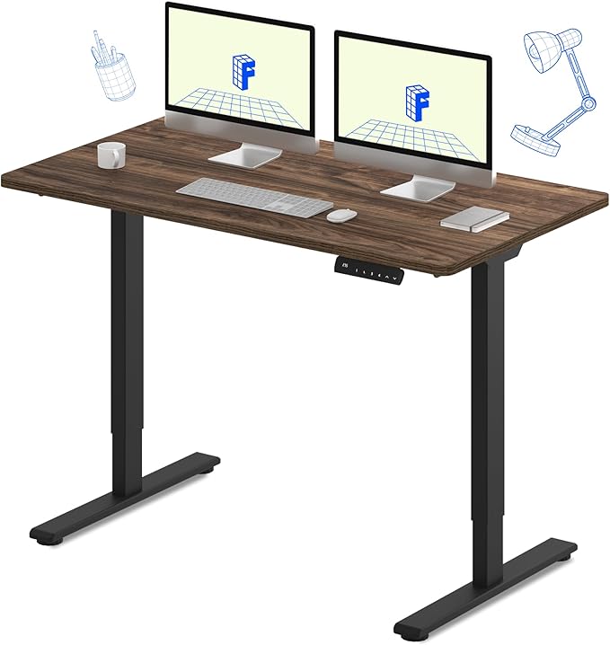 FLEXISPOT E3 Dual Motor Electric Standing Desk 55 x 28 Sit Stand Up Desk, Holds 220 lbs, Adjustable Height w/ Memory Presets, One-Piece Brown Wood Grain Desktop & Black Frame, Ships in 2 Boxes