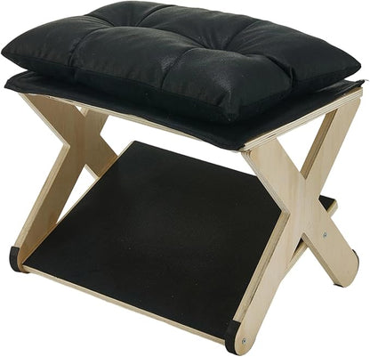 Foot Rest for Under Desk at Work, Non-Slip Wooden Under Desk Footrest, Ergonomic Foot Stools for Office Home (Black, OneSize)