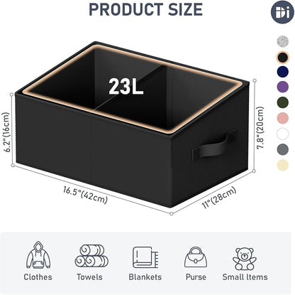 DIMJ Trapezoid Storage Bins for clothes - 5 Packs Closet Organizers and Storage Baskets, Foldable Closet Baskets with Handles and Divider, Closet Storage Bin Toybox for Shelves Living Room Bedroom