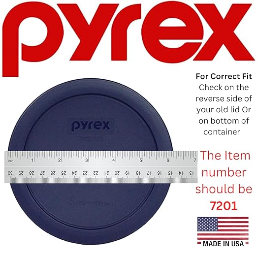 Pyrex 7201-PC 4 Cup Blue Food Storage Replacement Lid (4-Pack) - Made in USA