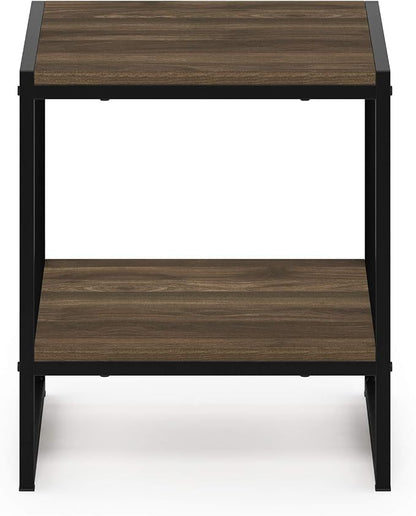 FURINNO Camnus Modern Living 2-Tier End Table, Columbia Walnut, 15.9 in x 15.75 in x 18 in