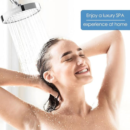 High Pressure Rainfall Shower Head, 6 Inches Luxury Modern Showerhead with Perfect Adjustable Replacement, Removable Restrictor, Easy Installation for Your Bathroom Shower Heads(Chrome Plated)