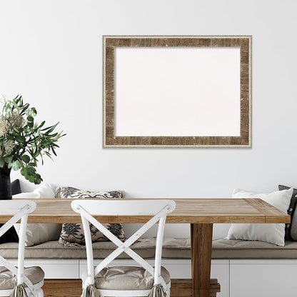 Amanti Art White Cork Board for Wall, 25x33 Vision Board with Brown Wood Frame, Medium Corkboard Office Decor for Home Organization, Rustic Farmhouse Corkboard Pinboard to display items for home