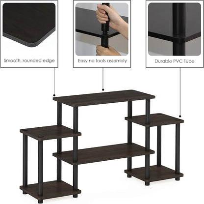 Furinno Turn-N-Tube No Tools Entertainment TV Stands, Dark Brown/Black