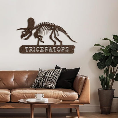 SIGNLEADER Metal Wall Art Decor Triceratops Minimalist Modern Abstract Wall Sculpture Hangings Home Decoration for Living Room, Bedroom, Bathroom, Kitchen - 24" Bronze