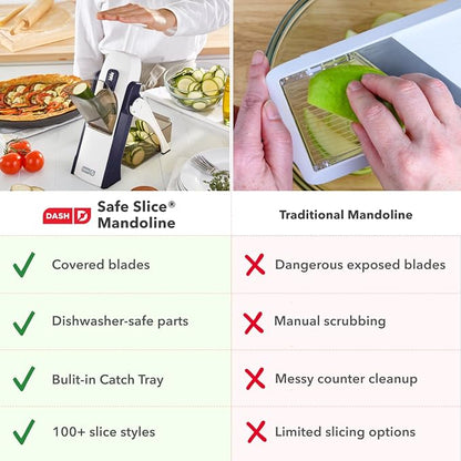 DASH Safe Slice Mandoline for Vegetables, Meal Prep & More with 30+ Presets & Thickness Adjuster, Midnight Navy