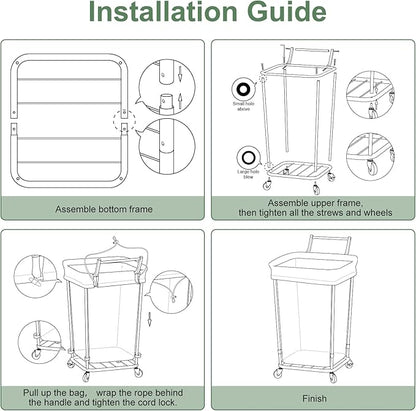 160L Laundry Hamper with Wheels and Handle, 2 Section Large Rolling Laundry Basket Bag with Wheels, Clothes Hamper Cart for Laundry, Bedroom, Bathroom and Dorm