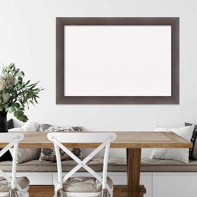 Amanti Art White Cork Board for Wall, 29x41 Vision Board with Brown Wood Frame, Large Corkboard Office Decor for Home Organization, Rustic Farmhouse Corkboard Pinboard to display items for home