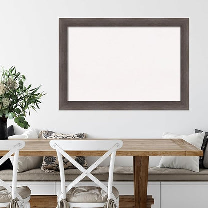 Amanti Art White Cork Board for Wall, 29x41 Vision Board with Brown Wood Frame, Large Corkboard Office Decor for Home Organization, Rustic Farmhouse Corkboard Pinboard to display items for home