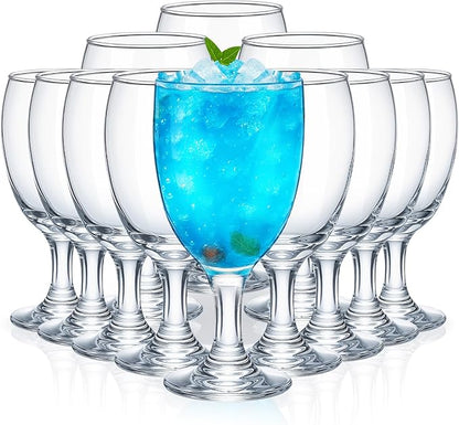 Patelai Set of 12 Clear Glasses 16 oz Water Goblet Glass Stemmed Water Glasses for Juice Wine Beer Tea Milk Cold Beverages Drinks Dishwasher Safe