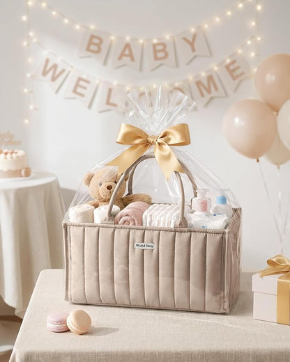 Blissful Diary Baby Diaper Caddy Organizer, Stylish Storage Basket for Newborn Essentials and Diaper Station, Gift for Baby Shower and Registry Must-Have, Sand