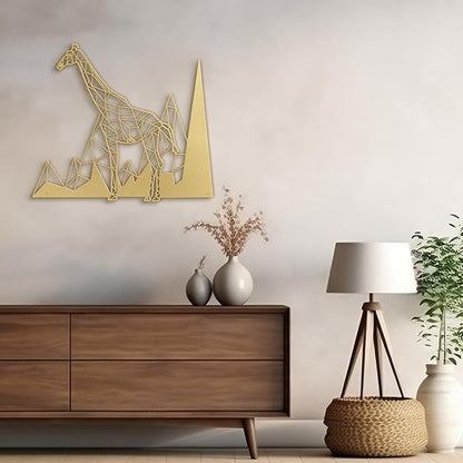 SIGNLEADER Metal Wall Art Decor Giraffe Safari Animal Modern Abstract Wall Sculpture Hangings Home Decoration for Living Room, Bedroom, Bathroom, Kitchen, Outdoor - 24" Gold
