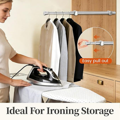1Pcs Valet Rod for Closet Pull Out, Adjustable Heavy Duty Closet Valet Rod, Metal Stainless Steel Closet Rods for Hanging Clothes, Scarf, Pants, Silver